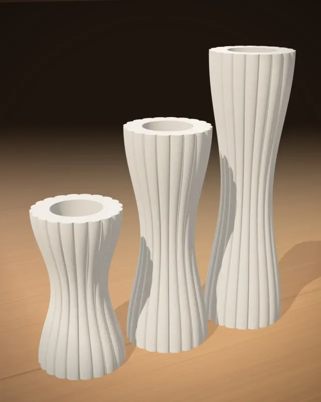 Fluted Taper Candle Holders (Set of 3)