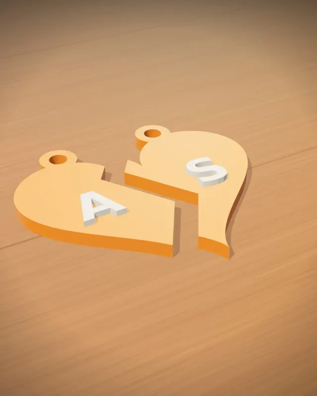Couple Heart Keychains