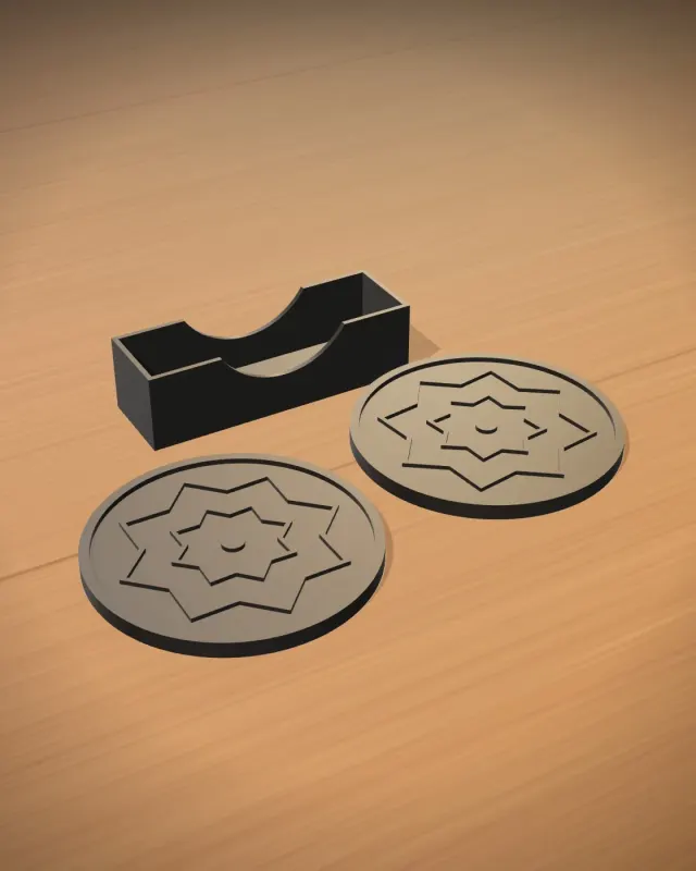 Islamic Geometric Coasters (4 + Stand)