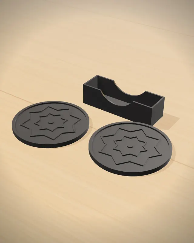 Islamic Geometric Coasters (4 + Stand)