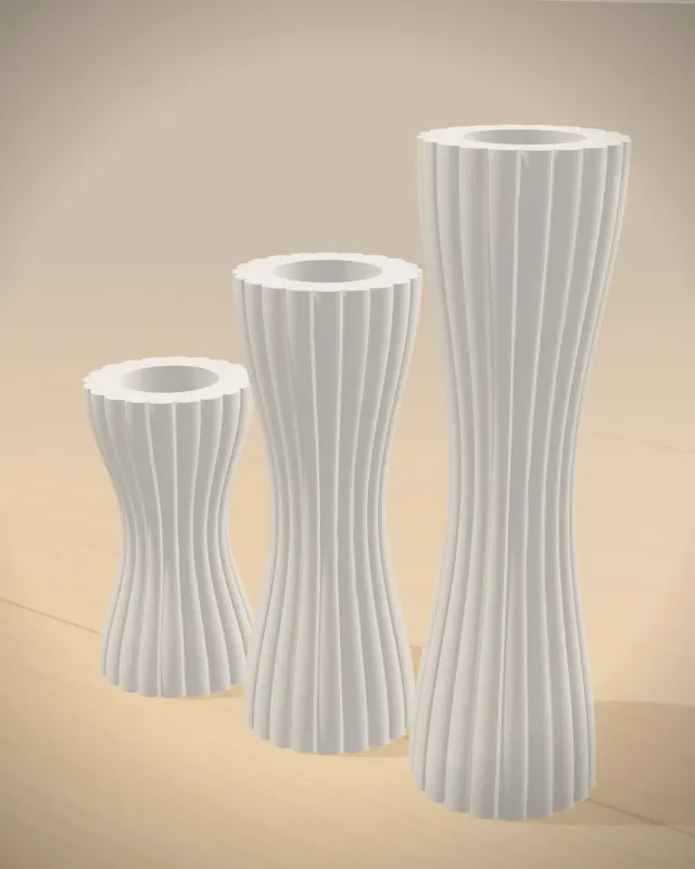 Fluted Taper Candle Holders (Set of 3)